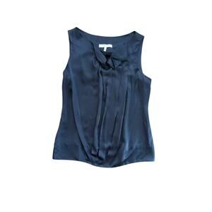BCBGMAXAZRIA runway silk Women's Navy Blue Sleeveless Blouse Top Size Large